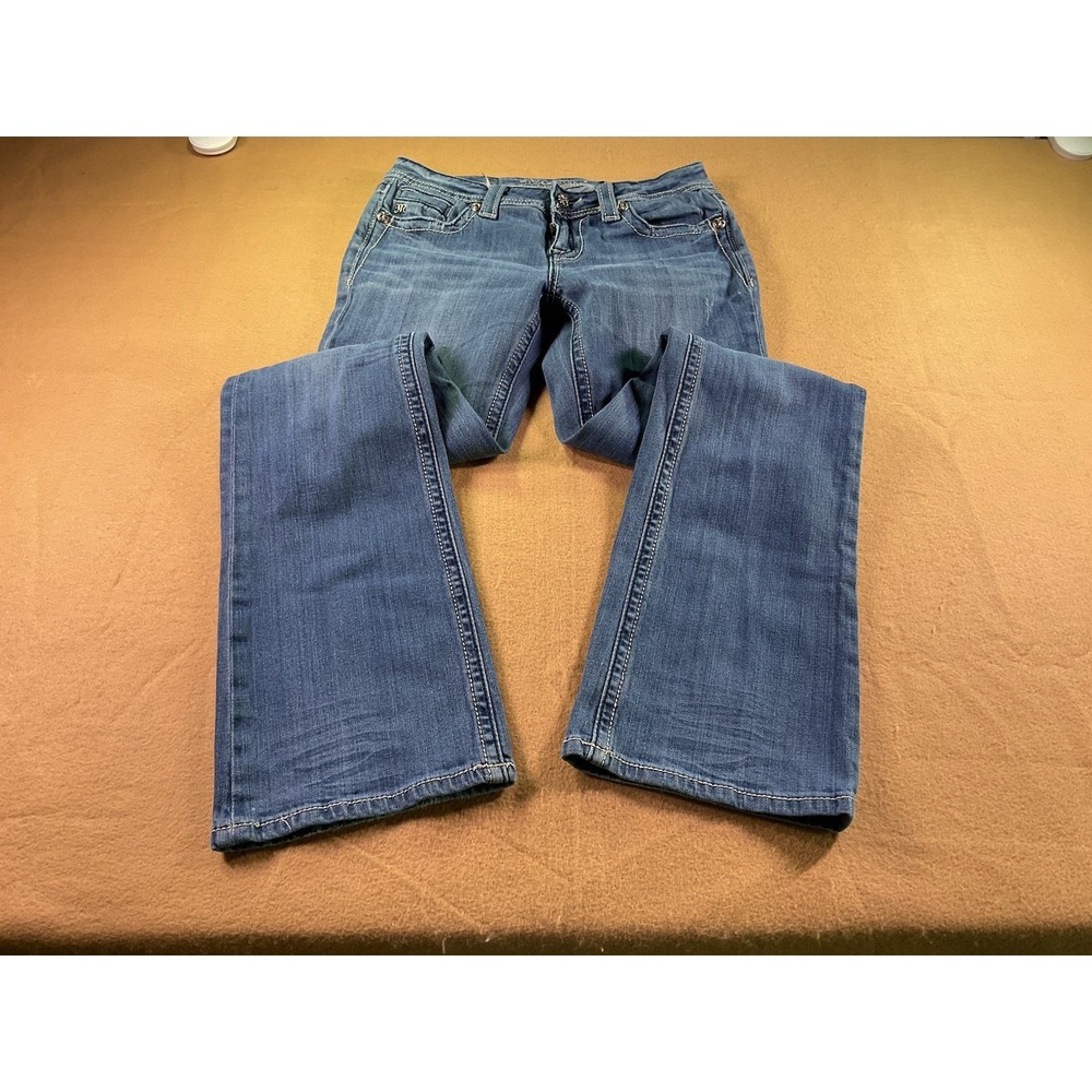 Miss Me Bootcut Jeans Size 28 L34 Back Pocket Fleur De Lis Design